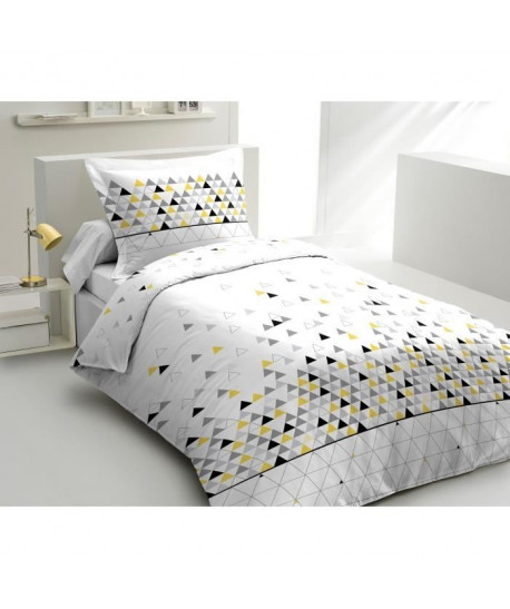 LOVELY HOME Parure de couette 100% coton Triago  Jaune  140x200 cm