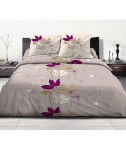 Parure de couette En Scene 100% coton  240x260 cm  Gris et prune