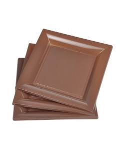 Lot de 6 assiettes carrées  17 g  21,5 x 21,5 cm  Chocolat