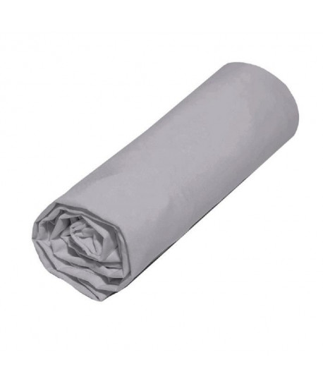 COTE DECO Drap housse 100% coton 140x190 cm  Gris clair