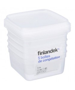 FINLANDEK Lot de 5 boîtes de congélation carrée  0,50L