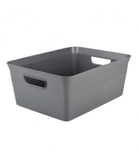 EDA PLASTIQUE Boîte de rangement Décor Corde 13 L  Gris anthracite  38 x 29 x 15 cm