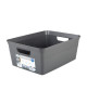 EDA PLASTIQUE Boîte de rangement Décor Corde 13 L  Gris anthracite  38 x 29 x 15 cm