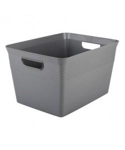 EDA PLASTIQUE Boîte de rangement Décor Corde 18 L  Gris anthracite  38 x 29 x 22 cm