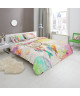 HIP Parure de couette Guillia  1 housse de couette 200x200 cm  2 taies 60x70 cm gris, blanc et rose