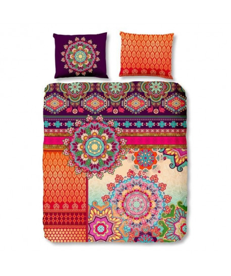 HIP Parure de couette Sherhia  1 housse de couette 220x240 cm  2 taies 60x70 cm orange, bleu et violet