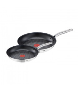 TEFAL A703S214 Intuition Lot 2 poeles inox 20/26 cm Induction