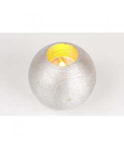 Bougie de Noël LED boule en cire et PVC  Ř 10 cm  Argent