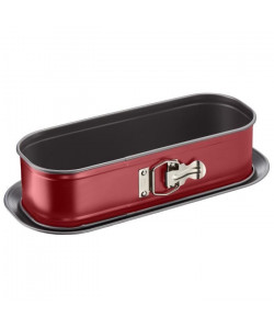 TEFAL Moule a cake Delibake en acier  Ř 30 x 11 cm  Rouge et gris  Avec charniere