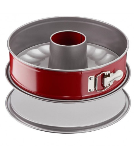 TEFAL Moule a savarin Delibake en acier  Ř 19 cm  Rouge et gris  Avec charniere