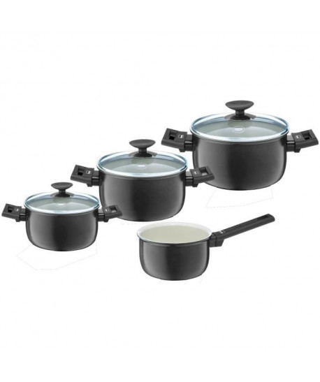 BERNDES Set de 4 casseroles Clever Alu Spécial Elégance  Ř 16202426 cm  Noir et transparent