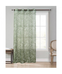 Voilage imprimé bambou  100% polyester  140 x 240 cm  Vert