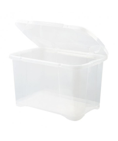 EDA PLASTIQUE Boîte de rangement Clip\'Box 40 L  Naturel couvercle avec charniere  54 x 36 x 33 cm