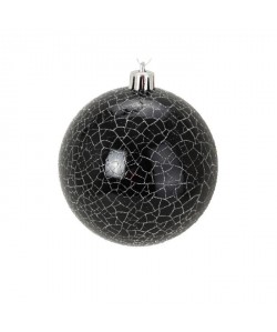 Boule de Noël effet craquelé noir en PVC Ř 10 cm