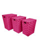 HOMEA Set de 3 coffres a linge avec couvercle H465054cm fuchsia