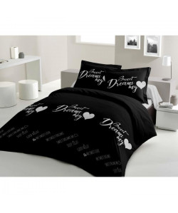 LOVELY HOME Parure de couette 100% coton Sweet Dreams  200x200 cm  Noir