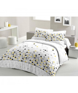 LOVELY HOME Parure de couette 100% coton Triago  Jaune  220x240 cm