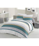 LOVELY HOME Parure de couette 100% coton Enya  Bleu canard  200x200 cm