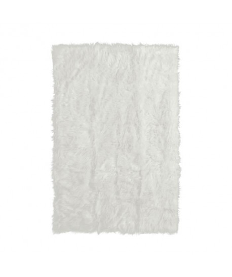 FLOKATI DELUXE Tapis de salon ou chambre  Peau de mouton synthétique  100 x 150 cm  Blanc acrylique