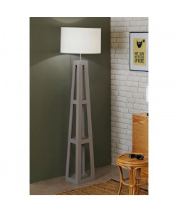 HIPSTER Lampadaire en bois  H 154 x Ř 40 cm  Gris  E27 70W