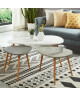 PIPPA 3 tables gigognes scandinave  Blanc / gris clair et gris foncé mat  L 100 x l 60 cm / L 60 x l 45 cm et L 45 x l 45 cm