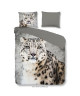 GOOD MORNING Parure de couette SNOW LEOPARD 100% coton  1 housse de couette 200x200 cm et 2 taies d\'oreiller 60x70 cm  Gris