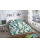 GOOD MORNING Parure de couette CACTUS 100% coton  1 housse de couette 200x200 cm et 2 taies d\'oreiller 60x70 cm  Vert