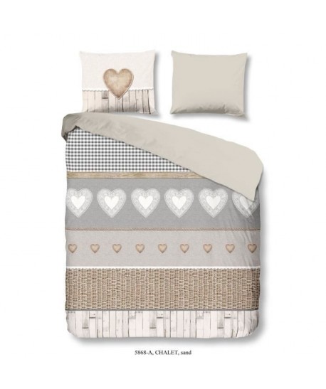 GOOD MORNING Parure de couette CHALET 100% coton  1 housse de couette 200x200 cm et 2 taies d\'oreiller 60x70 cm  Gris