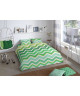 GOOD MORNING Parure de couette ZIGZAG 100% coton  1 housse de couette 200x200 cm et 2 taies d\'oreiller 60x70 cm  Vert