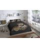 GOOD MORNING Parure de couette LEOPARD 100% coton  1 housse de couette 200x200 cm et 2 taies d\'oreiller 60x70 cm  Noir