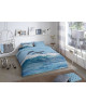 GOOD MORNING Parure de couette DOLPHINS 100% coton  1 housse de couette 200x200 cm et 2 taies d\'oreiller 60x70 cm  Bleu