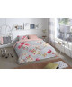 GOOD MORNING Parure de couette FLORAL 100% coton  1 housse de couette 200x200 cm et 2 taies d\'oreiller 60x70 cm  Gris clair