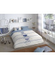 GOOD MORNING Parure de couette HEARTS & BOWS 100% coton  1 housse de couette 200x200 cm et 2 taies d\'oreiller 60x70 cm  Bleu