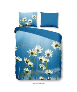 GOOD MORNING Parure de couette SUNNY 100% coton  1 housse de couette 200x200 cm et 2 taies d\'oreiller 60x70 cm  Bleu