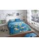 GOOD MORNING Parure de couette SUNNY 100% coton  1 housse de couette 200x200 cm et 2 taies d\'oreiller 60x70 cm  Bleu