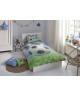 GOOD MORNING Parure de couette SANDER 100% coton  1 housse de couette 140x200 cm  1 taie d\'oreiller 60x70 cm  Vert et bleu