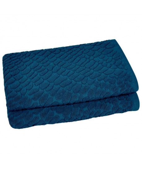 VENT DU SUD Lot de 2 draps de douche THALIA  70x130 cm  Bleu cobalt