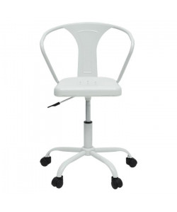 COMETE Chaise de bureau  Métal blanc mat  Industriel  L 35,5 x P 37 cm