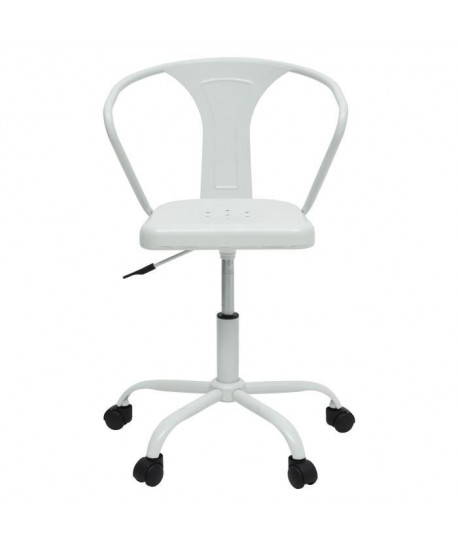 COMETE Chaise de bureau  Métal blanc mat  Industriel  L 35,5 x P 37 cm