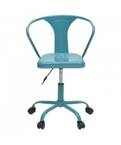 COMETE Chaise de bureau  Métal bleu brillant Industriel  L 35,5 x P 37 cm
