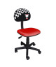 RACING Chaise de bureau enfant  Tissu noir et rouge avec impression drapeau F1 & coupe  L 54 x P 39,5 cm