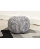 Pouf tricot JEF en polycoton  Ř40xH30 cm  Gris clair