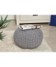 Pouf tricot JEF en polycoton  Ř40xH30 cm  Gris clair