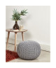 Pouf tricot JEF en polycoton  Ř40xH30 cm  Gris clair