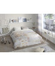 GOOD MORNING Parure de couette 100% coton Abel  Housse 140x200 cm  1 Taie d\'Oreiller 60x70 cm  Bleu pâle, beige et blanc