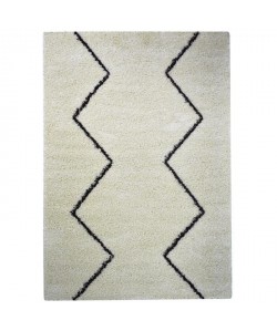 ASMA Tapis de salon Shaggy  Style berbere  150 x 220 cm  Beige creme  Poils longs