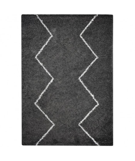 ASMA Tapis de salon Shaggy  Style berbere  150 x 220 cm  Gris  Poils longs