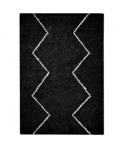 ASMA Tapis de salon Shaggy  Style berbere  100 x 150 cm  Noir  Poils longs