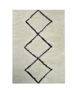 ASMA Tapis de salon Shaggy  Style berbere  100 x 150 cm  Beige creme  Poils longs