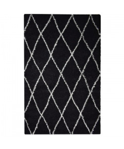 ASMA Tapis de salon Shaggy  Style berbere  100 x 150 cm  Noir  Poils longs